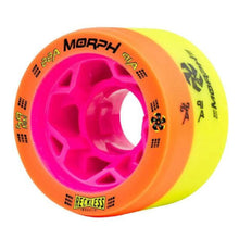 Load image into Gallery viewer, Bladeworx ORANGE/YELLOW 88/91 RECKLESS MORPH 59mm QUAD WHEEELS - 4 PACK