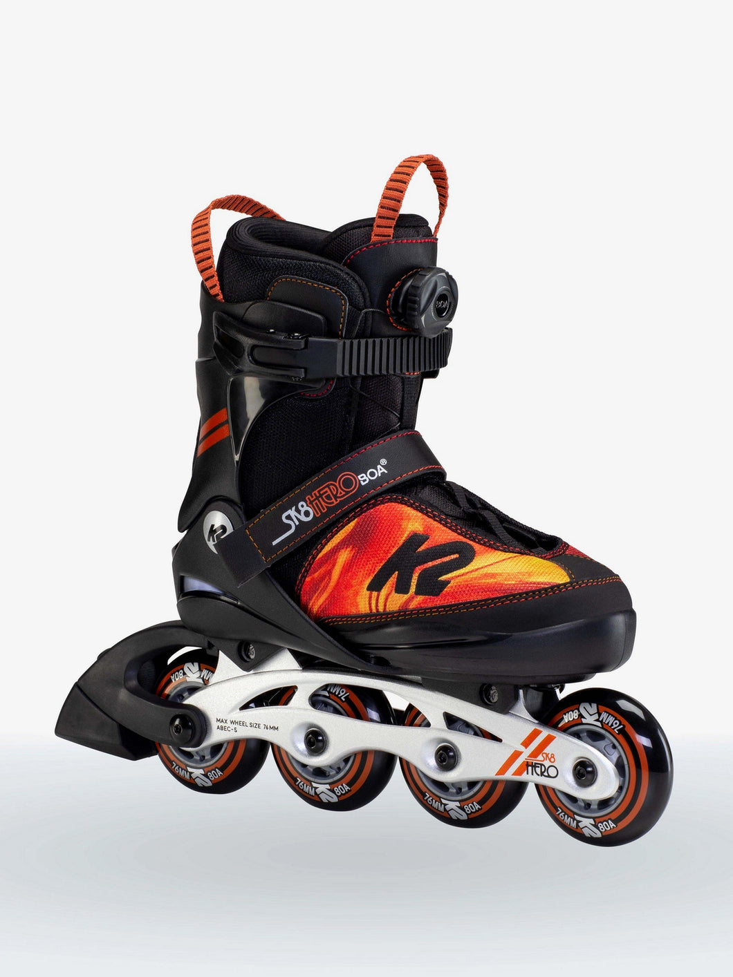 Bladeworx inline skates K2 Sk8 Hero BOA ALU Black/Orange Kids Adjustable Inline Skates